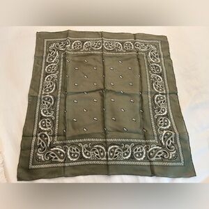 Olive Green Square Paisley Bandana Scarf
